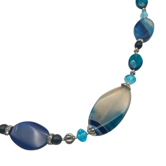 NWT Park Lane Cobalt Blue Agate Gemstone Necklace Silver Tone Box 20+2.5" Layer - Picture 6 of 13